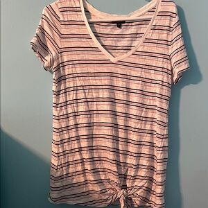 Express Multicolor Striped V-Neck Tee